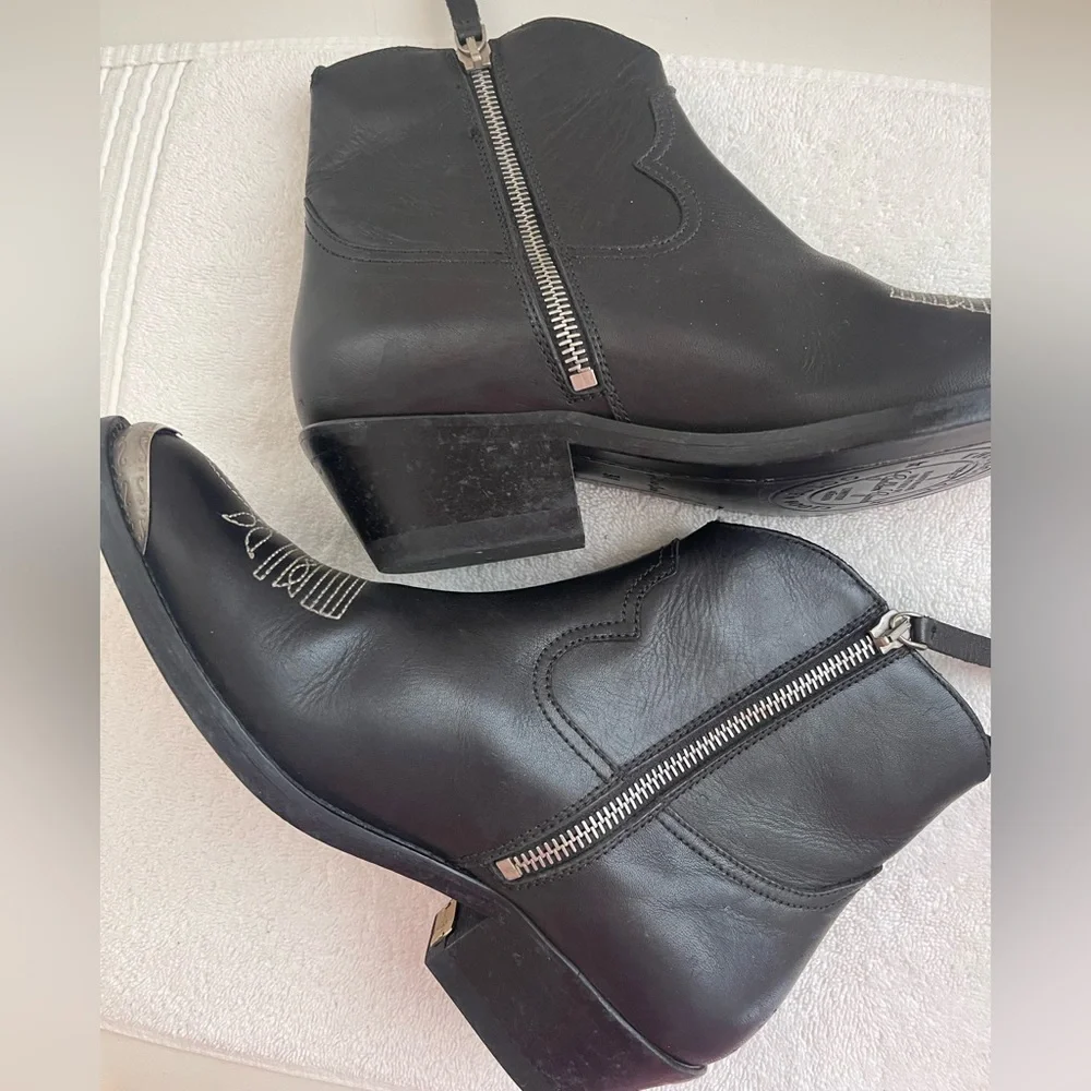 NEW Golden Goose Young Leather Zip Cowboy Ankle Boots - Picture 12 of 14